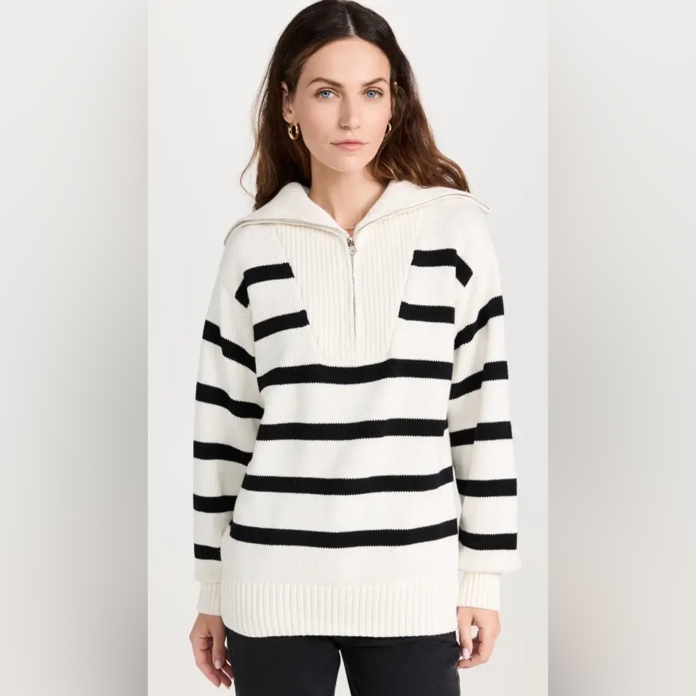 The English Factory - Striped Knit Zip Pullover